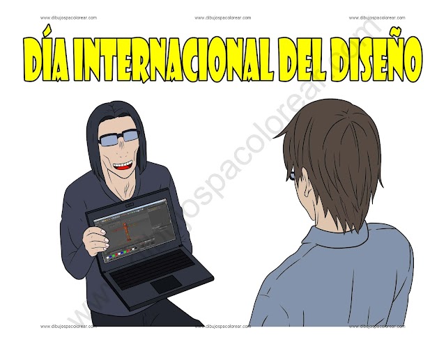 Dia internacional del Diseño dibujo a color y para colorear